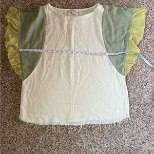 Umgee Green Ruffle Sleeve Top